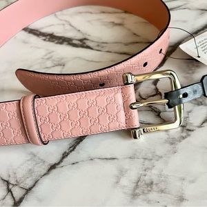 Pink Gucci Monogram Leather Belt